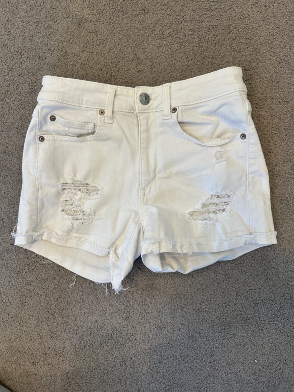 White Distressed Women’s Denim Shorts